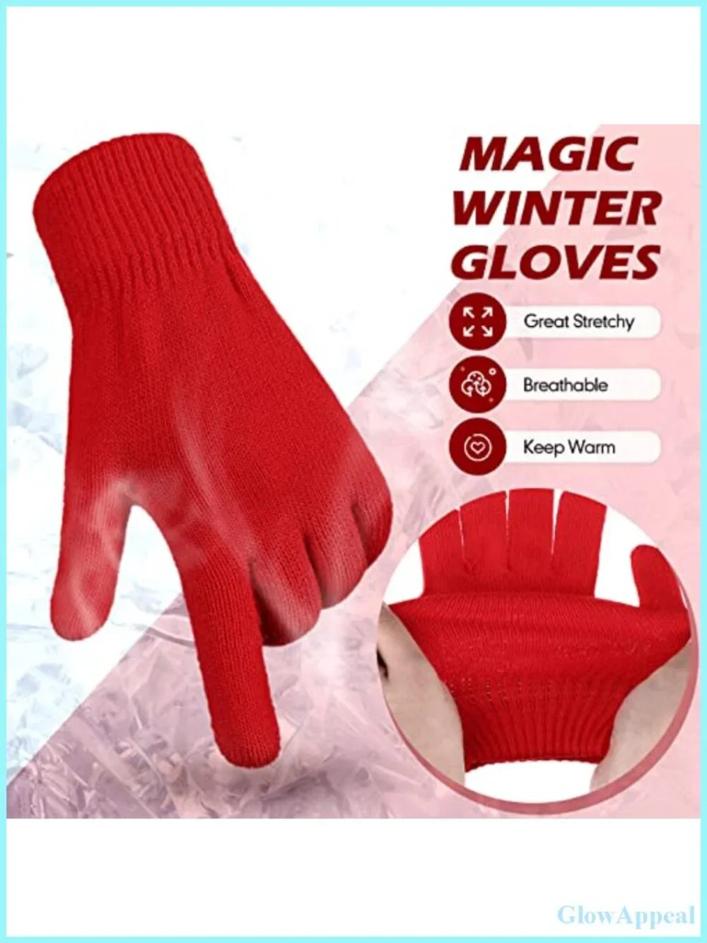 4 Pairs Stretchy Knit Winter Gloves with Full Finger & Ribbed Cuffs